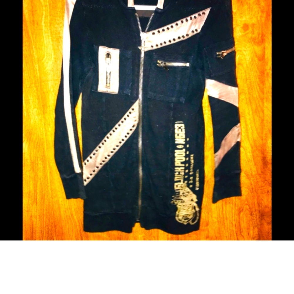 Salvage Vintage Hooded Sweater. Very unique and eye-catching. S